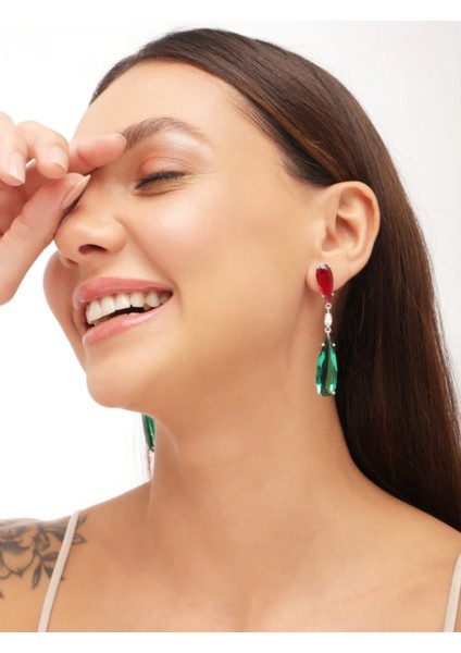 Set.up Sallantılı Taşlı Küpe