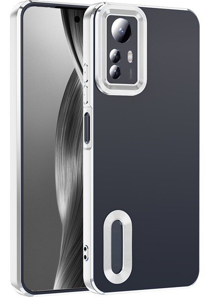 Redmi Note 12S Kılıf Kamera Korumalı Logo Gösteren Mbvo Omega Kapak - Gümüş