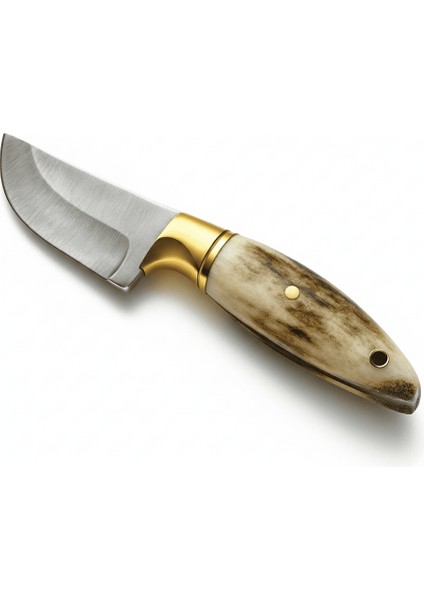 Premium Kutu Geyik Boynuzu Saplı Mini Barınlı Isme Özel 4116 Kalite Paslanmaz Çelik Avcı Kamp Bıçağı