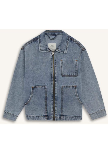 Erkek Çocuk Polo Yaka Denim Ceket F3152A825AU