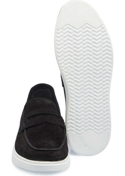 Siyah Hakiki Süet Deri Erkek Loafer - E24I1AY56790-A01