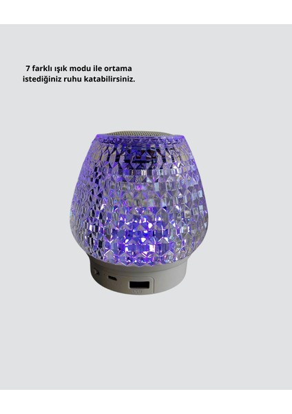 Kristal Desenli LED Işıklı Bluetooth Hoparlör 5W 1200 Mah Taşınabilir modelleri