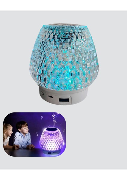Kristal Desenli LED Işıklı Bluetooth Hoparlör 5W 1200 Mah Taşınabilir fırsatları
