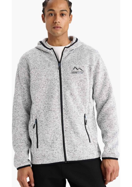 Fit Standart Fit Kapüşonlu İçi Yumuşak Tüylü Fermuarli Polar Hırka F3811AX25WN