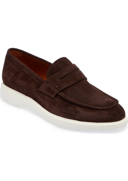 Kahve Hakiki Süet Deri Erkek Loafer - E24I1AY56785-B85