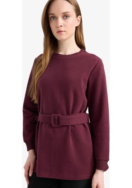 Regular Fit Bisiklet Yaka İçi Yumuşak Tüylü Selanik Kumaş Uzun Kollu Tunik F4156AX25SP