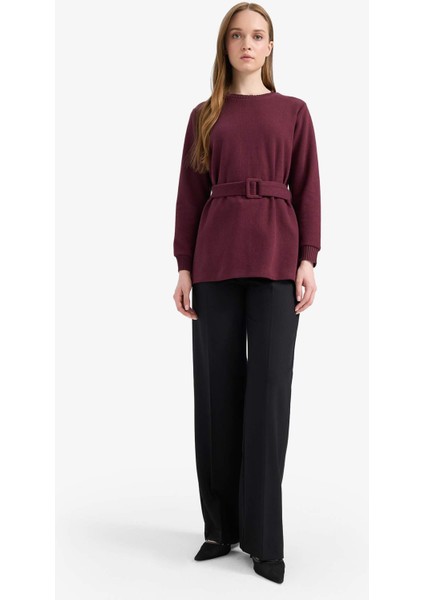 Regular Fit Bisiklet Yaka İçi Yumuşak Tüylü Selanik Kumaş Uzun Kollu Tunik F4156AX25SP