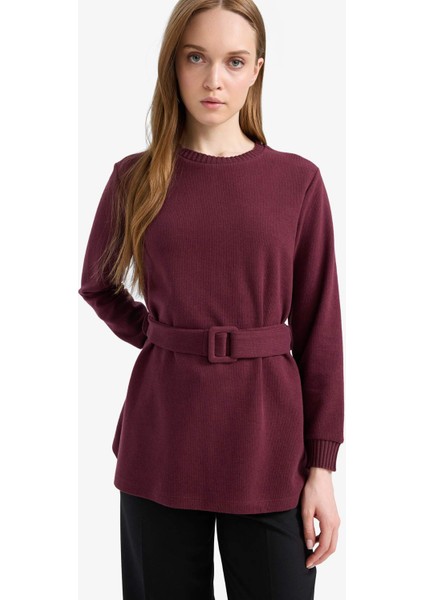 Regular Fit Bisiklet Yaka İçi Yumuşak Tüylü Selanik Kumaş Uzun Kollu Tunik F4156AX25SP