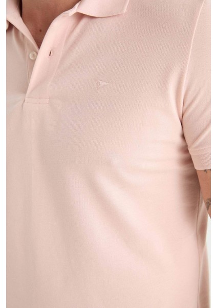%100 Pamuk Slim Fit Dar Kesim Polo Yaka Kısa Kollu Pamuklu Nakışlı Pike Tişört E2633AX25SM