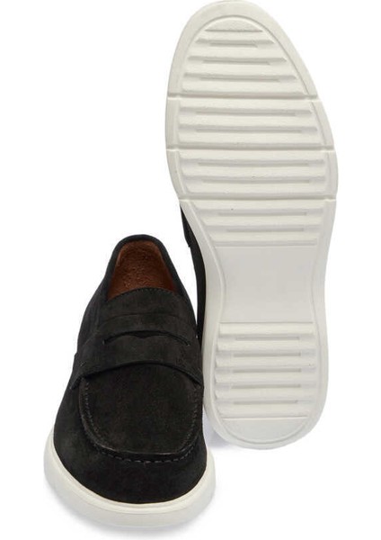 Siyah Hakiki Süet Deri Erkek Loafer - E24I1AY56785-A01
