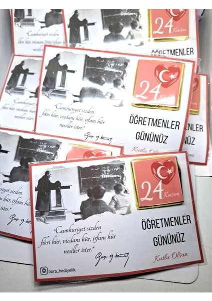 Öğretmenler Günü Hediyesi Atatürk Görseli Kart Kahve Çikolata Veanahtarlık