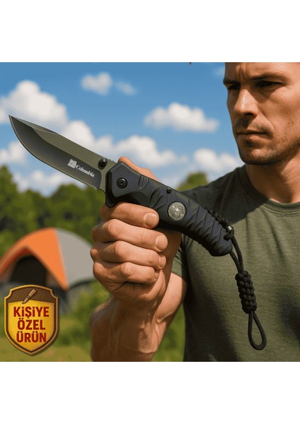 Lacivert Fiber Glass Saplı Isme Özel 9CR13MOV Paslanmaz Çelik Outdoor Columbia Avcı Kamp Bıçağı modelleri