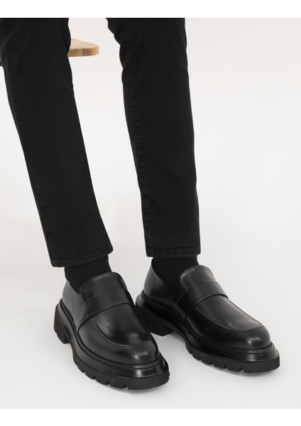Erkek Siyah %100 Deri Casual Ayakkabı 50315665-VR046 fırsatları