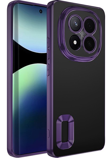 Redmi Note 14 Pro Plus Kılıf Kamera Korumalı Logo Gösteren Mbvo Omega Kapak - Derin Mor