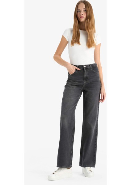 90's Wide Leg Yüksek Bel Uzun Jean Pantolon F2943AX25WN