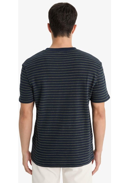 Regular Fit Bisiklet Yaka Çizgili Kısa Kollu Tişört E8198AX25AU