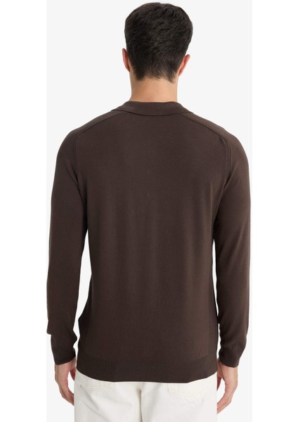 Standart Fit Polo Yaka Yarım Fermuarlı Premium Triko Kazak D0621AX25AU