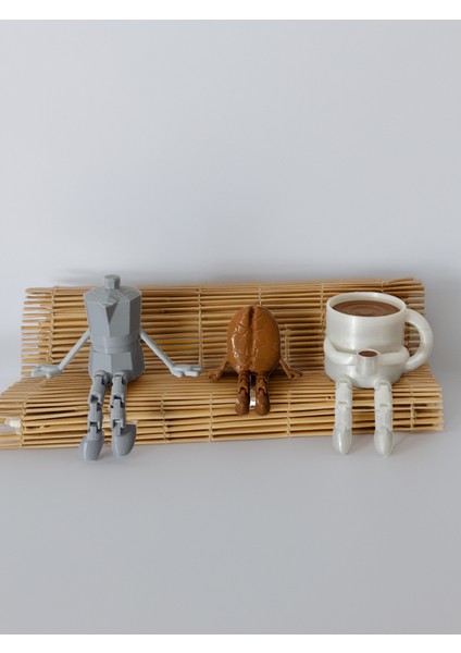 Kahve Köşesi Sevimli Biblo Seti 3lü, Kahve Çekirdeği, Kahve Kupası, Moka Pot, Coffee Set 10CM modelleri