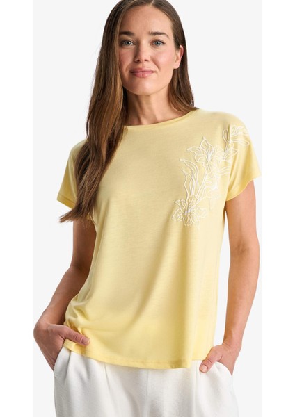 Bisiklet Yaka Basic Düz Kısa Kollu Tişört F2775AX25SM