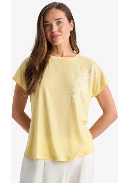 Bisiklet Yaka Basic Düz Kısa Kollu Tişört F2775AX25SM