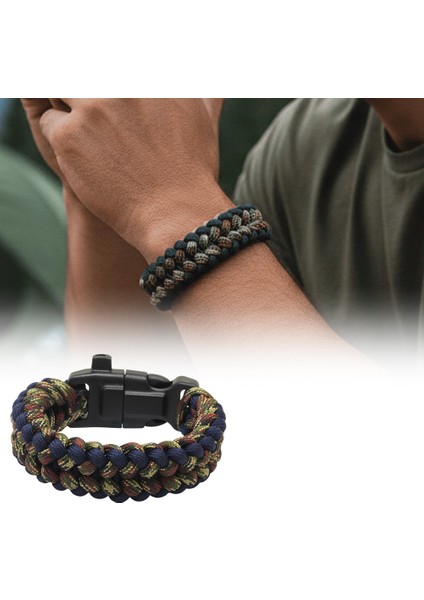 Pusulalı Çakmaklı Taktik Paracord Bileklik - Gece Kamuflaj Desen - Kamp ve Doğa Sporları Için fiyatları