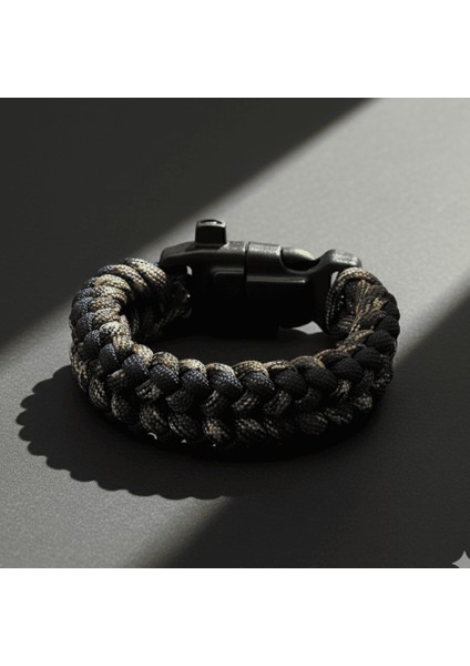 Pusulalı Çakmaklı Taktik Paracord Bileklik - Gece Kamuflaj Desen - Kamp ve Doğa Sporları Için fırsatları