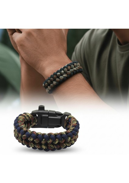 Pusulalı Çakmaklı Taktik Paracord Bileklik - Gece Kamuflaj Desen - Kamp ve Doğa Sporları Için indirimleri