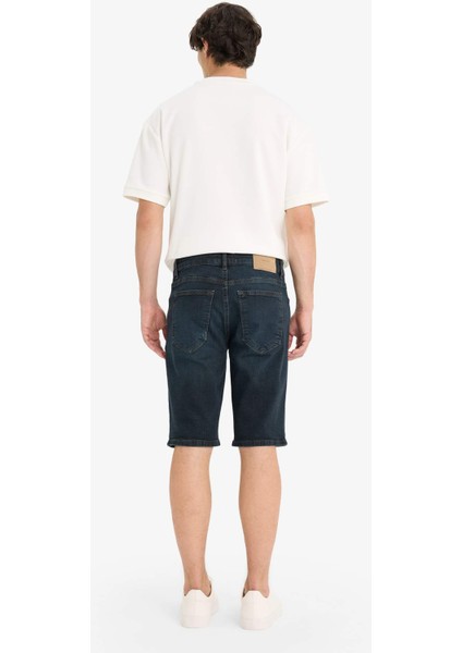 Slim Fit Dar Kesim Jean Bermuda Şort F4221AX25SM