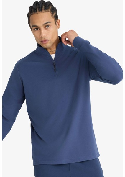 Fit Standart Fit Dik Yaka Yarım Fermuarlı Polar Sporcu Sweatshirt F2302AX25WN