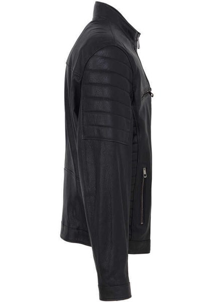 Siyah Hakiki Deri Erkek Hakiki Deri Mont - E23BDM310545-Q4O