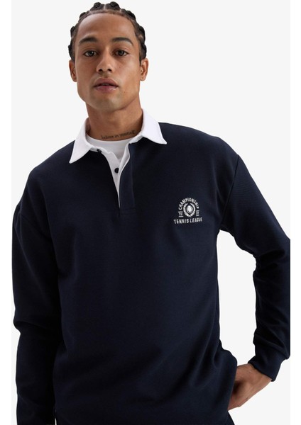 Boxy Fit Gömlek Yaka Sporcu Sweatshirt F4396AX25AU