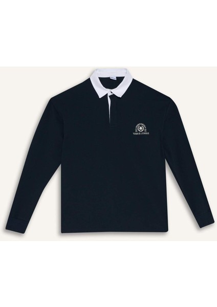 Boxy Fit Gömlek Yaka Sporcu Sweatshirt F4396AX25AU