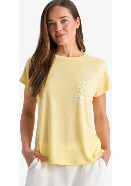 Bisiklet Yaka Basic Düz Kısa Kollu Tişört F2775AX25SM