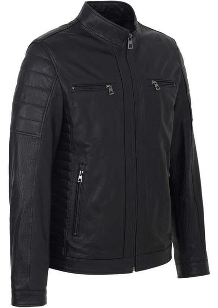 Siyah Hakiki Deri Erkek Hakiki Deri Mont - E23KDM310544-Q4O