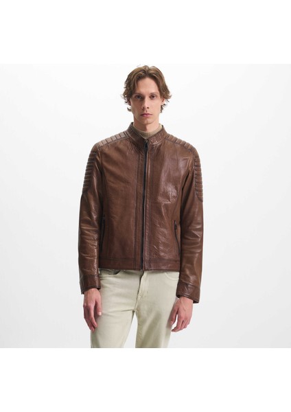Kahve Hakiki Deri Erkek Hakiki Deri Mont - E23KDM310538-R4W