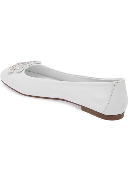 Beyaz Hakiki Deri Kadın Babet - K24I1BB67391-A26