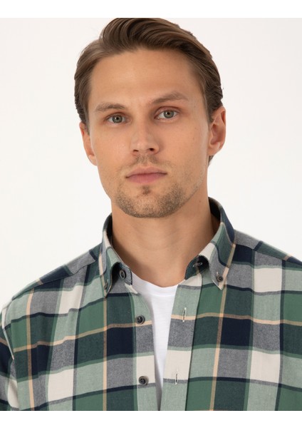 Erkek Koyu Haki Regular Fit Uzun Kollu Gömlek 50312386-VR111 fiyatları