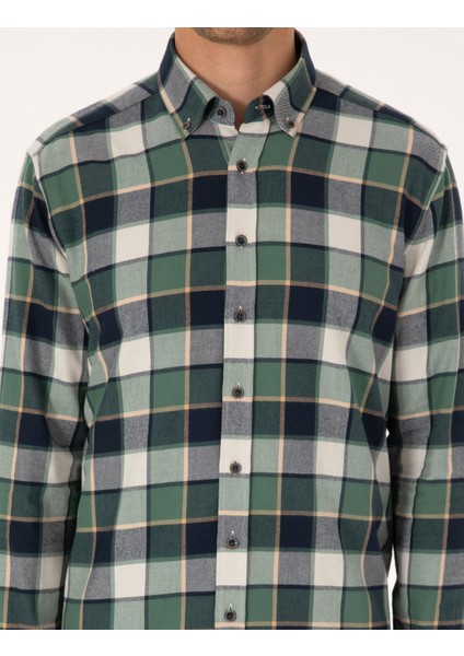 Erkek Koyu Haki Regular Fit Uzun Kollu Gömlek 50312386-VR111