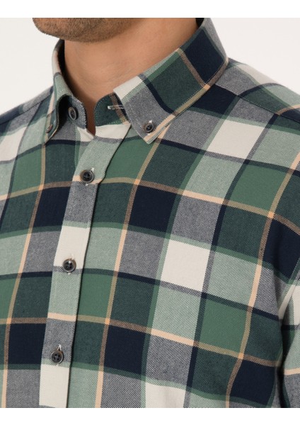 Erkek Koyu Haki Regular Fit Uzun Kollu Gömlek 50312386-VR111