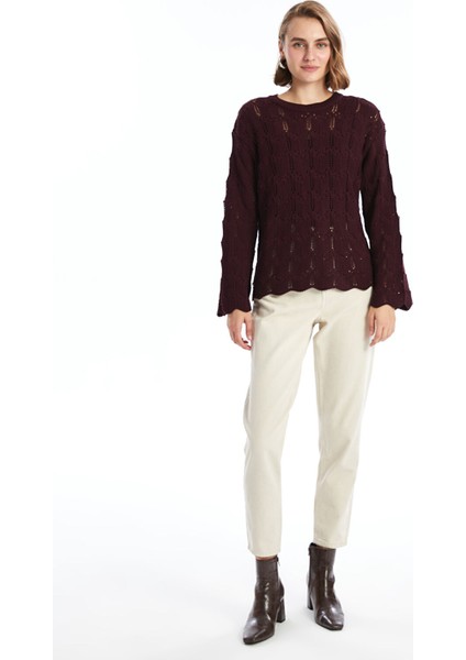 Yeni Sezon Bisiklet Yaka Ajurlu Kadın Triko Kazak fiyatları