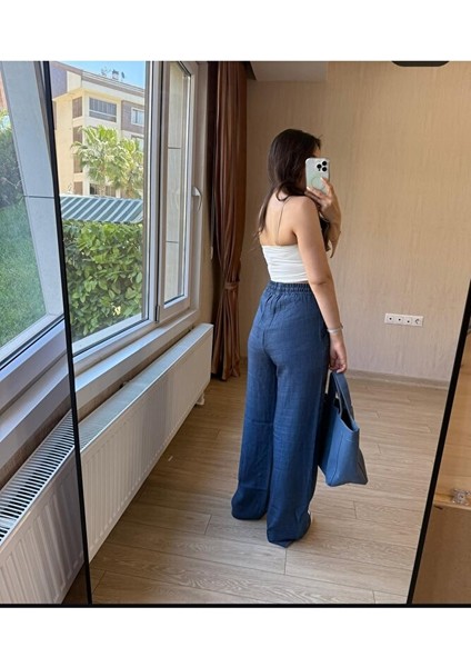 Keten Palazzo Pantolon Uzun Paça modelleri