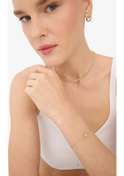 Reis x DeFacto 14 Ayar Altın Kaplama Luce Touch Kadın Taşlı Gold Bileklik F3969AXNS