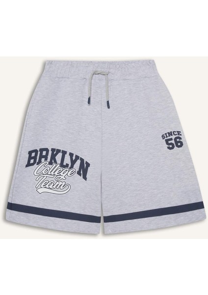 Kız Çocuk Beli Lastikli Baskılı Şort