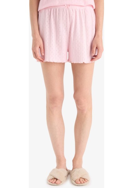 Regular Fit Pijama Takımı Kısa Kollu Üst Beli Lastikli Şort E4335AX25SP