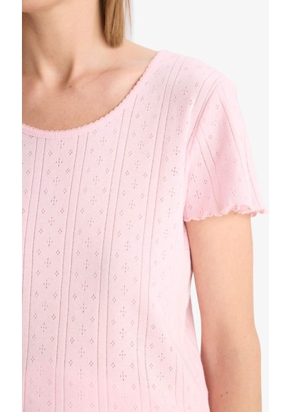 Regular Fit Pijama Takımı Kısa Kollu Üst Beli Lastikli Şort E4335AX25SP