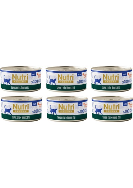 Tavuk Etli ve Ördekli Pate Tahılsız Yetişkin Kedi Konservesi 70 Gr. x 6 Adet