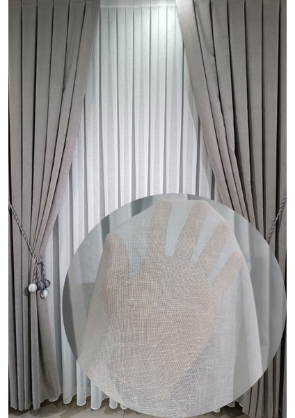 Keten Foldet Tül Perde (1/3 Sık Pile) Ağır Gramajlı Kırışmaz Ütü Istemez