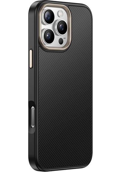 iPhone 16 Pro Kılıf M-Safe Şarj Özellikli Karbon Fiber Görünümlü Mbvo Antina Kapak - Siyah-Gri modelleri