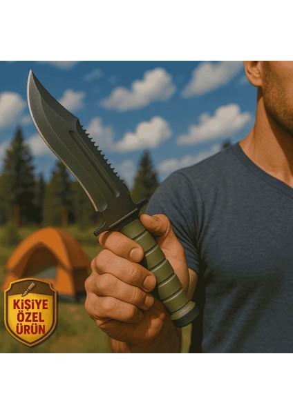 Haki Polimer Saplı Isme Özel Yazılı CK75 - ST60 Kalite Paslanmaz Çelik Outdoor Bıçak modelleri