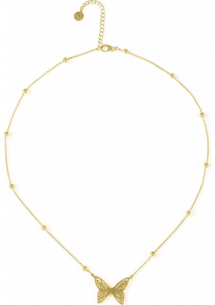 Kadın Çelik Kolye - Kelebek Tasarım - Altın Renk indirimleri